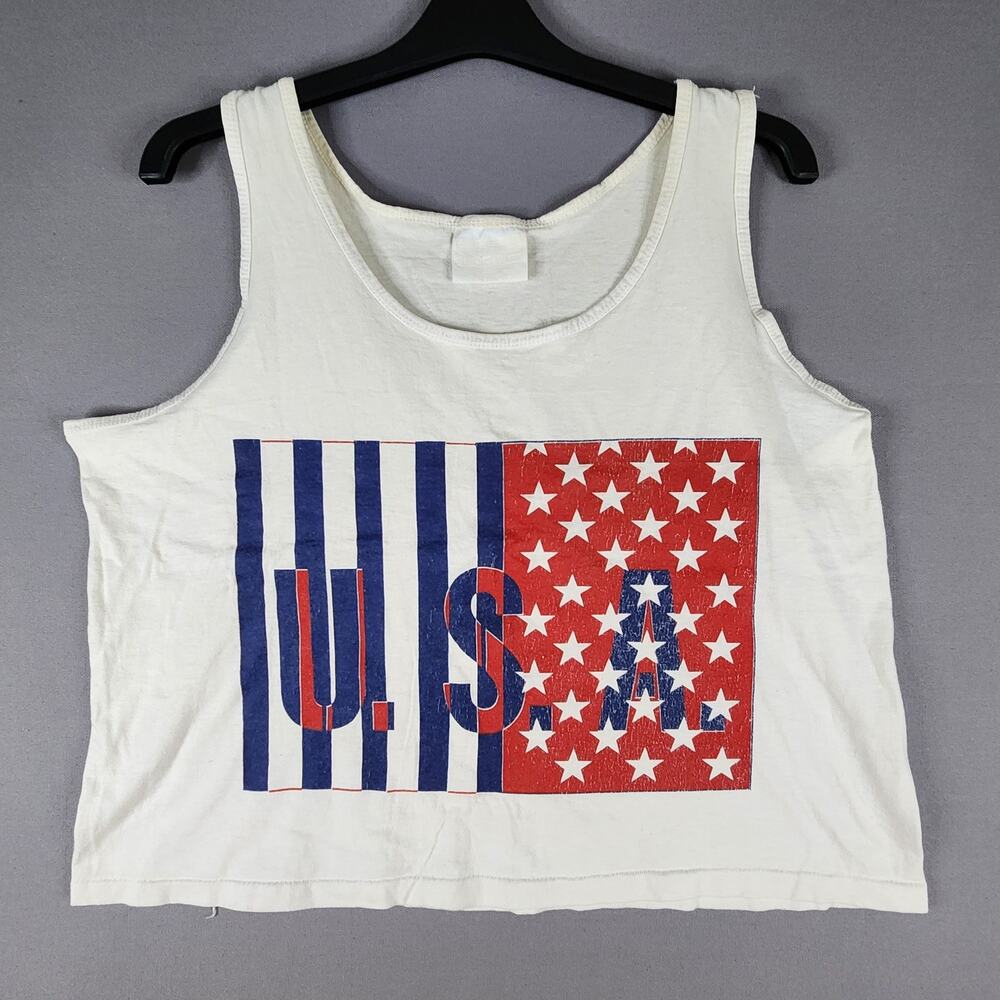 Vintage Paris Sport Club women's crop tank top size 2 USA **cracking** 4 of July